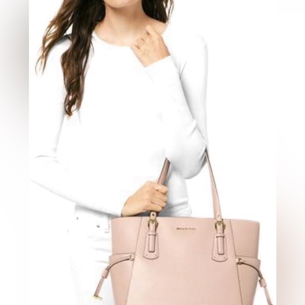 MICHAEL KORS Handbag Voyager Bag EW Tote Leather Bag Soft Pink AUTHENTIC - Picture 5 of 16